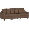 Sofa Sofos komplektas su pagalvėmis, 3 dalių, rudas, audinys