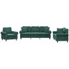 Sofa Sofos komplektas su pagalvėmis, 3 dalių, žalias, aksomas