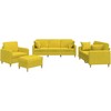 Sofa Sofos komplektas su pagalvėmis, 4 dalių, geltonas, audinys