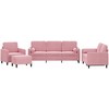 Sofa Sofos komplektas su pagalvėmis, 4 dalių, rožinis, aksomas