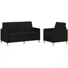 Sofa Sofos komplektas su saugojimu 2 pcs Juoda Poliesteris