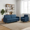 Sofa Sofos komplektas su saugojimu 2 pcs Mėlyna Poliesteris