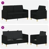 Sofa Sofos komplektas su saugojimu 2 pcs Juoda Poliesteris