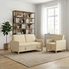 Sofa Sofos komplektas su saugojimu 2 pcs Kreminė Poliesteris