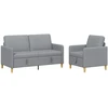 Sofa Sofos komplektas su saugojimu 2 pcs Šviesiai pilka Poliesteris