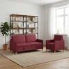Sofa Sofos komplektas su saugojimu 2 pcs Vyno raudona Poliesteris