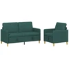 Sofa Sofos komplektas su saugojimu 2 pcs Tamsiai žalia Poliesteris
