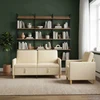 Sofa Sofos komplektas su saugojimu 2 pcs Kreminė Poliesteris