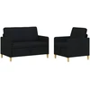 Sofa Sofos komplektas su saugojimu 2 pcs Juoda Poliesteris