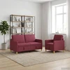 Sofa Sofos komplektas su saugojimu 2 pcs Vyno raudona Poliesteris