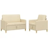 Sofa Sofos komplektas su saugojimu 2 pcs Kreminė Poliesteris