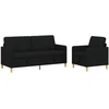 Sofa Sofos komplektas su saugojimu 2 pcs Juoda Poliesteris