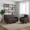 Sofa Sofos komplektas su saugojimu 2 vnt. Tamsiai rudas Poliesteris