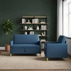 Sofa Sofos komplektas su saugojimu 2 vnt. Mėlyna Poliesteris