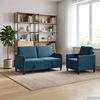 Sofa Sofos komplektas su saugojimu 2 vnt. Mėlyna Poliesteris