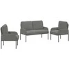 Sofa Sofų komplektai 3 pcs Tamsiai pilka 115 x 56 x 80 cm fanera