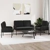Sofa Sofų komplektai su pagalve 3 pcs Juoda 115 x 56 x 80 cm fanera