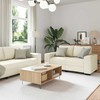 Sofa 3 pcs Smėlio 221 x 80 x 82 cm Lino mišinio audinys