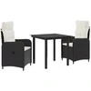 Lauko baldų komplektas Sofa Stalo Rinkinys su pagalve 3 pcs Juoda ir kreminė balta