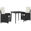 Lauko baldų komplektas Sofa Stalo Rinkinys su pagalve 3 pcs Juoda ir kreminė balta