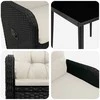 Lauko baldų komplektas Sofa Stalo Rinkinys su pagalve 5 pcs Juoda ir kreminė balta