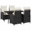Lauko baldų komplektas Sofa Stalo Rinkinys su pagalve 5 pcs Juoda ir kreminė balta