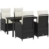Sofa Stalo Rinkinys su pagalve 5 pcs Juoda ir kreminė balta