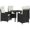 Lauko baldų komplektas Sofa Stalo Rinkinys su pagalve 5 pcs Juoda ir kreminė balta