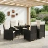 Lauko baldų komplektas Sofa Stalo Rinkinys su pagalve 7 pcs Juoda ir kreminė balta