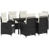 Lauko baldų komplektas Sofa Stalo Rinkinys su pagalve 7 pcs Juoda ir kreminė balta