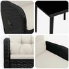 Lauko baldų komplektas Sofa Stalo Rinkinys su pagalve 7 pcs Juoda ir kreminė balta