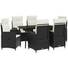 Lauko baldų komplektas Sofa Stalo Rinkinys su pagalve 7 pcs Juoda ir kreminė balta