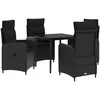 Lauko baldų komplektas Sofa Stalo Rinkinys su pagalve su pagalve 5 pcs Juoda