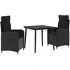 Lauko baldų komplektas Sofa Stalo Rinkinys su pagalve su pagalve 3 pcs Juoda