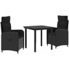 Lauko baldų komplektas Sofa Stalo Rinkinys su pagalve su pagalve 3 pcs Juoda