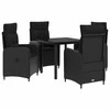 Sofa Stalo Rinkinys su pagalve su pagalve 5 pcs Juoda