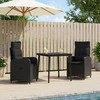 Lauko baldų komplektas Sofa Stalo Rinkinys su pagalve su pagalve 3 pcs Juoda