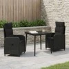 Lauko baldų komplektas Sofa Stalo Rinkinys su pagalve su pagalve 3 pcs Juoda