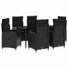 Lauko baldų komplektas Sofa Stalo Rinkinys su pagalve su pagalve 7 pcs Juoda