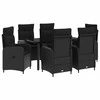 Lauko baldų komplektas Sofa Stalo Rinkinys su pagalve su pagalve 7 pcs Juoda