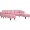 Sofa 3 pcs Rožinė 250 x 188 x 76 cm Aksomas