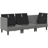 Sofa Svetainės baldų komplektas 3 pcs Tamsiai pilka Audinys