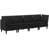 Sofa Svetainės baldų komplektas 4 pcs Juoda Audinys