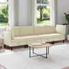 Sofa Svetainės baldų komplektas 4 pcs Kreminė Audinys