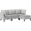 Sofa Svetainės baldų komplektas 4 pcs Šviesiai pilka Audinys