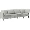 Sofa Svetainės baldų komplektas 4 pcs Šviesiai pilka Audinys