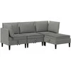 Sofa Svetainės baldų komplektas 4 pcs Tamsiai pilka Audinys