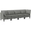Sofa Svetainės baldų komplektas 4 pcs Tamsiai pilka Audinys