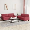 Sofa Sofos komplektas, 2 dalių, raudonojo vyno spalvos, dirbtinė oda