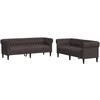 Sofa Sofos komplektas, 2 dalių, tamsiai rudos spalvos, audinys